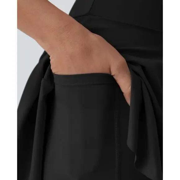 Halara Deep V Neck Racerback 2-in-1 Side Pocket Flare Mini Casual Dress - Picture 5 of 12